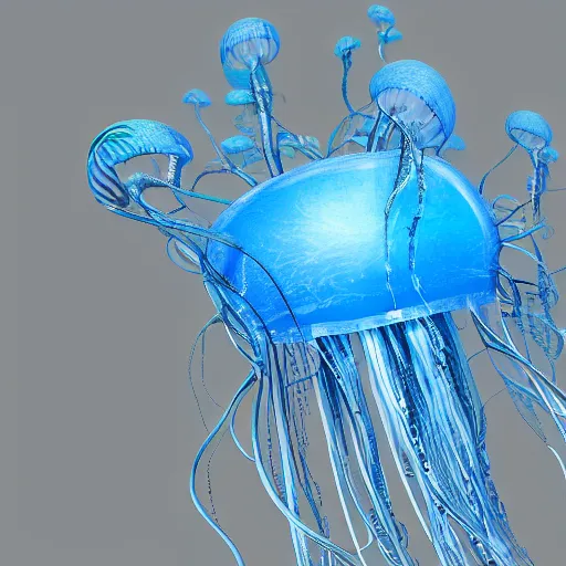 Prompt: jellyfish growing form tree branch,C4d,8k cleaning