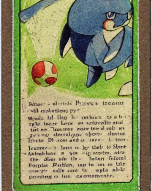 Image similar to a pokemon card from the 1 9 1 0 s