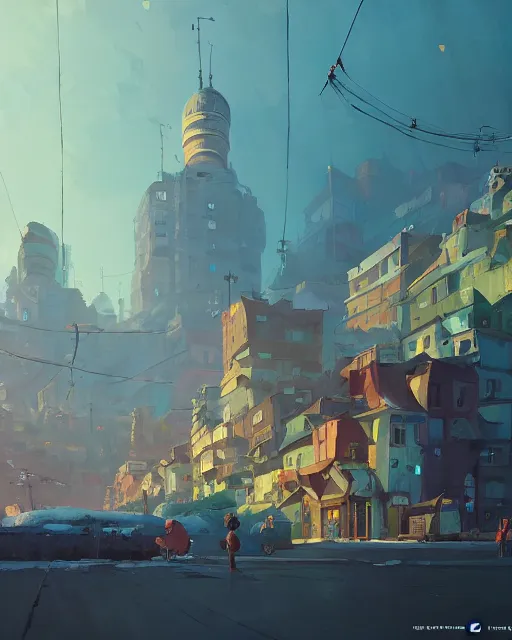 Image similar to painting of kiev, ukraine, detailed, by simon stalenhag, cory loftis, james gilleard, atey ghailan, makoto shinkai, goro fujita, studio ghibli, rim light, exquisite lighting, clear focus, very coherent, plain background, soft painting