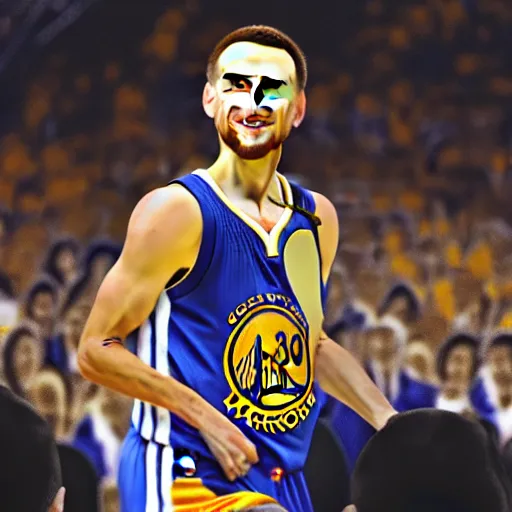 Prompt: Stephen curry as an Easter island head statue