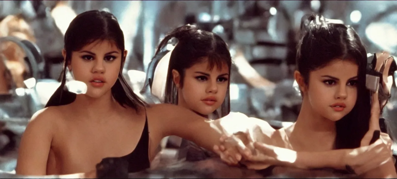 Image similar to selena gomez, 2 0 0 1 : a space dyssey ( 1 9 6 8 ) movie still frame