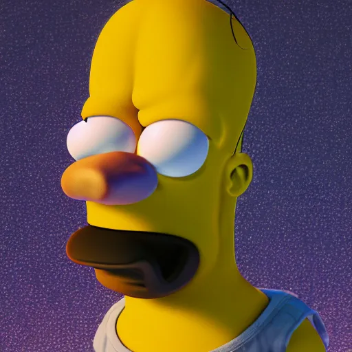 Image similar to A high res octane blender render photograph of Homer Simpson.