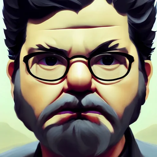 Image similar to face icon stylized minimalist george lucas, loftis, cory behance hd by jesper ejsing, by rhads, makoto shinkai and lois van baarle, ilya kuvshinov, rossdraws global illumination