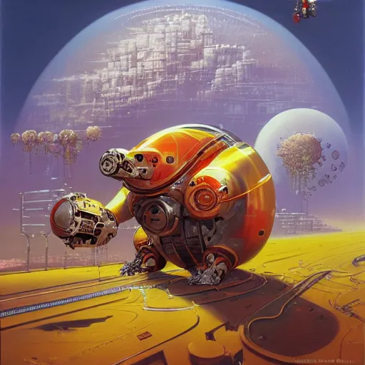 Image similar to a bio - mechanical robotic hamster mecha, moebius, chris foss, paul lehr, highly detailed, sharp, oil on canvas, 8 k, 4 k