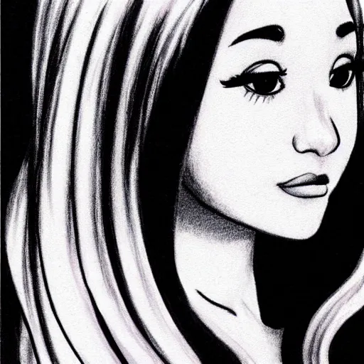 Prompt: ariana grande drawn by junji ito