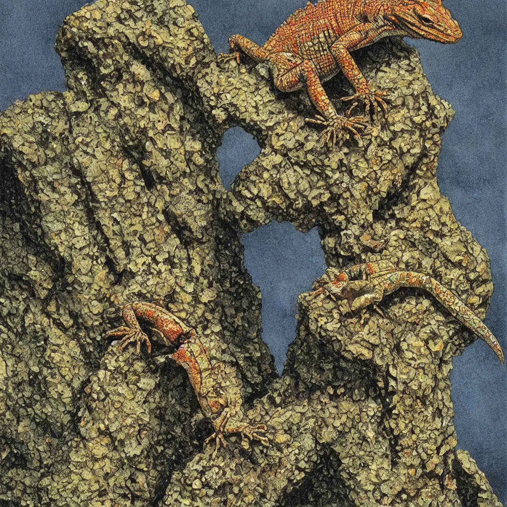 Image similar to a lizard on a stone, patrick woodroffe, simple detalis