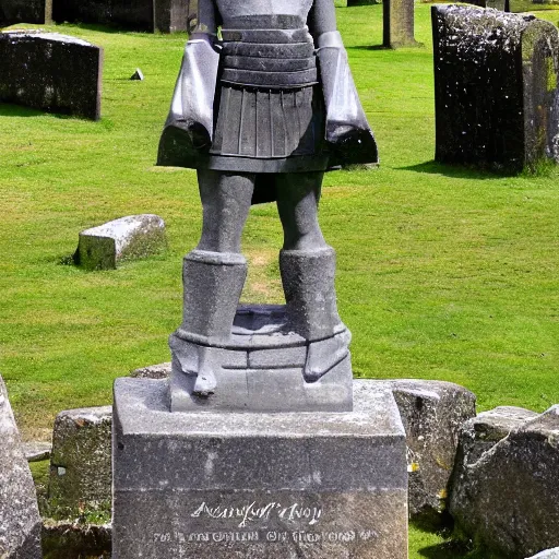 Prompt: knight's stone statue, effigy, tombstone, Scotland