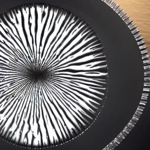 Prompt: rorschach test made of ferrofluid on a metal plate, hyper realistic