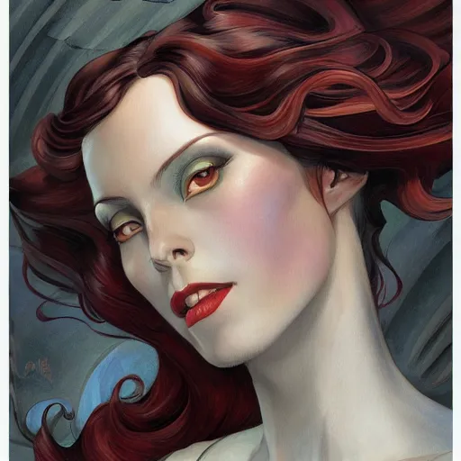 Image similar to a streamline moderne, art nouveau, multi - ethnic and multi - racial portrait in the style of charlie bowater, and in the style of donato giancola, and in the style of charles dulac. intelligent, expressive, very large eyes. symmetry, ultrasharp focus, dramatic lighting, photorealistic digital painting, intricate, elegant, highly detailed, symmetrical.