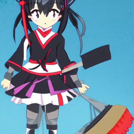 Image similar to cute anime ninja school girl in the style of katanagatari, kuudere, expressionless