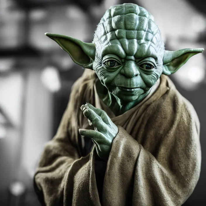 Prompt: a hyperdetailed studio photo of master yoda ; f / 1. 4 ; 9 0 mm