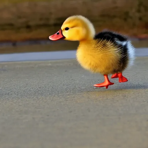 Image similar to photo of cute baby duck running