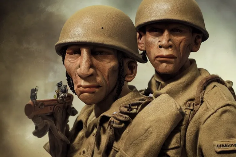 Prompt: a neanderthal as a us ww 2 soldier during the liberation of france, highly detailed, cinematic lighting, photorealistic