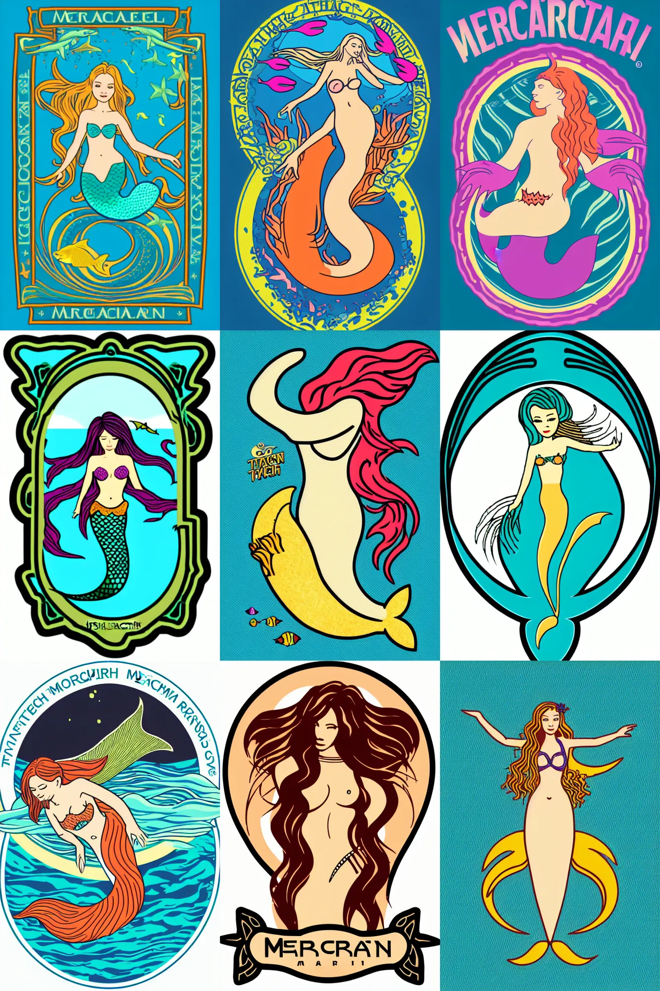 Prompt: vector patch logo of mermaid, ross tan