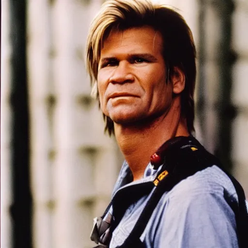 Prompt: Candid portrait photograph of McGyver looking smug taken by Annie Leibovitz