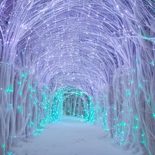 Image similar to crystal forest, fiber optic lights