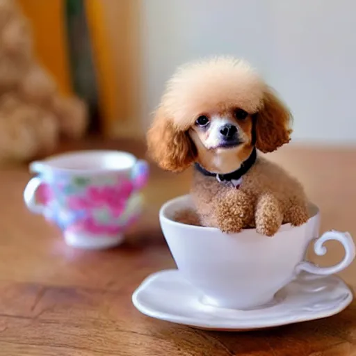 Image similar to Cute poodle sitting inside a tea cup