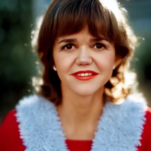 Prompt: dslr portrait still of young sally field wearing a beautiful red dress, 8 k 8 5 mm f 1. 4