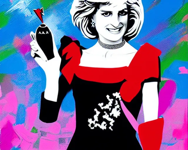 Image similar to lady diana, artwork by alec monopoly