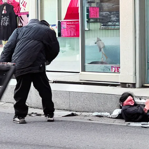 Image similar to homeless man attacking eldery lady with a stick in vancouver bc