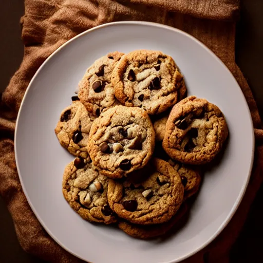 Prompt: a pile of cookies on a plate, food photography studio lighting professional