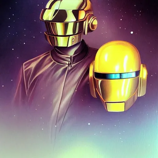 Image similar to portrait of daft punk, art by charlie bowater