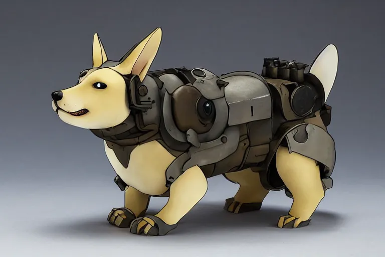 Image similar to heavily armoured mechanical corgi by studio ghibli