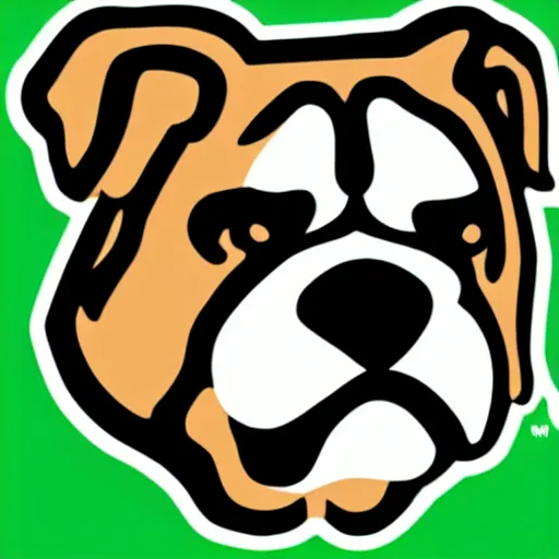 Prompt: vector image of a bulldog mascot logo with a green collar that says basis bulldogs