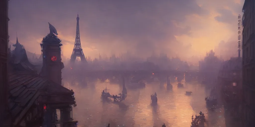 Image similar to paris in 1 9 1 7, extremely detailed digital painting, in the style of fenghua zhong and ruan jia and jeremy lipking and peter mohrbacher, mystical colors, rim light, beautiful lighting, 8 k, stunning scene, raytracing, octane, trending on artstation