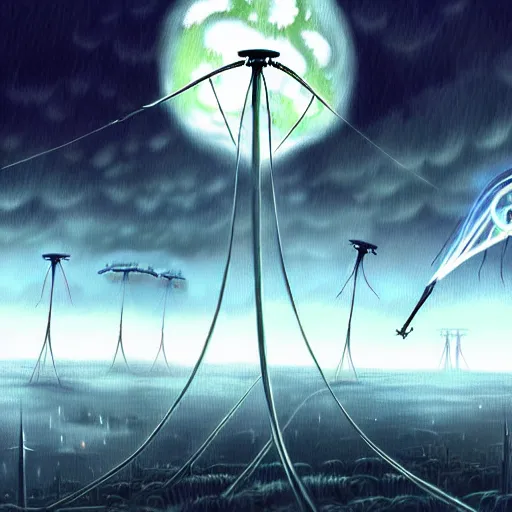 Image similar to war of the worlds 2 0 0 5 movie, artstation, cartoon, elegant, highly detailed, digital painting, concept art, smooth, sharp focus, illustration, art by studio ghibli