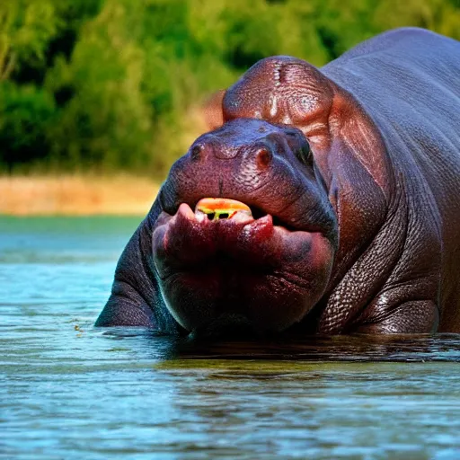 Prompt: Jeff Bezos being eaten by a hippopotamus