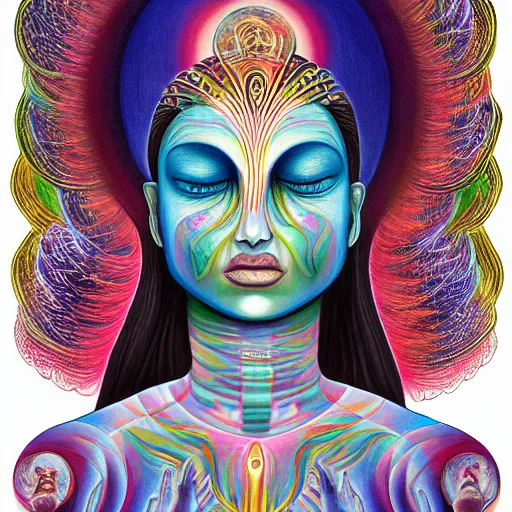 Prompt: guru meditations, a visionary artwork by alex grey and jasmine becket - griffith