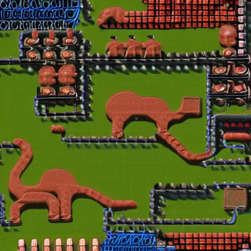 Prompt: photograph of two cats playing factorio