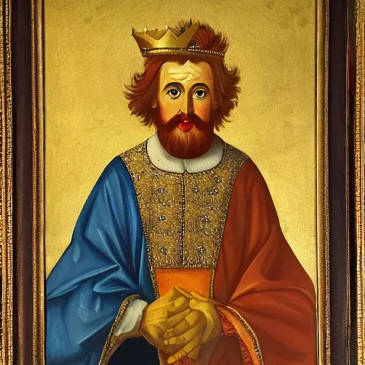 Image similar to 9 th century oil painting of king ronald mcdonald