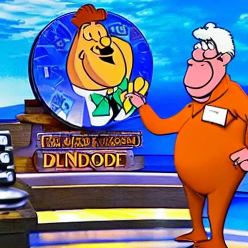 Prompt: Fred Flintstone on wheel of fortune