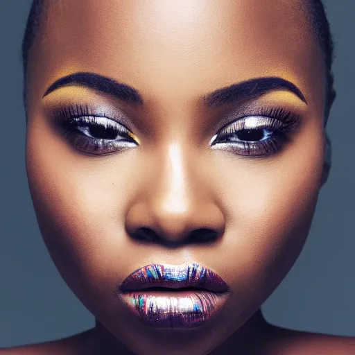 Image similar to Photo of a African woman ,bold, self confidence, cinematic, light makeup focus