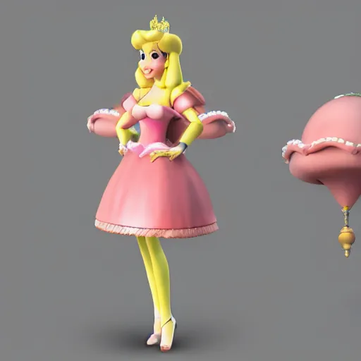 Image similar to photo of princess peach as a real life person, posing, ultra details
