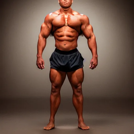 Image similar to portrait of dolphin - bodybuilder hybrid, studio lighting, award - winning