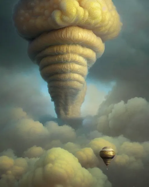 Image similar to a hyper - detailed 3 d render like a oil painting of venusian cloud farming, surrealism!!!!! surreal concept art, lifelike, photorealistic, digital painting, aesthetic, smooth, sharp focus, artstation hd, by greg rutkowski, bruce pennington, valentina remenar and asher duran,