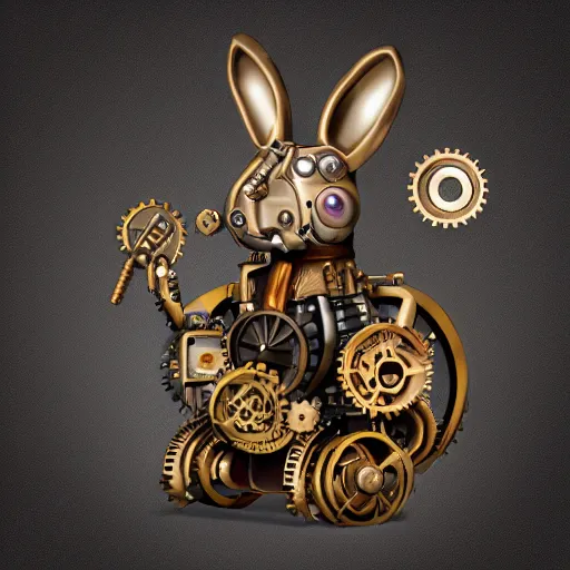 Prompt: a mechanical steampunk rabbit, 4 k