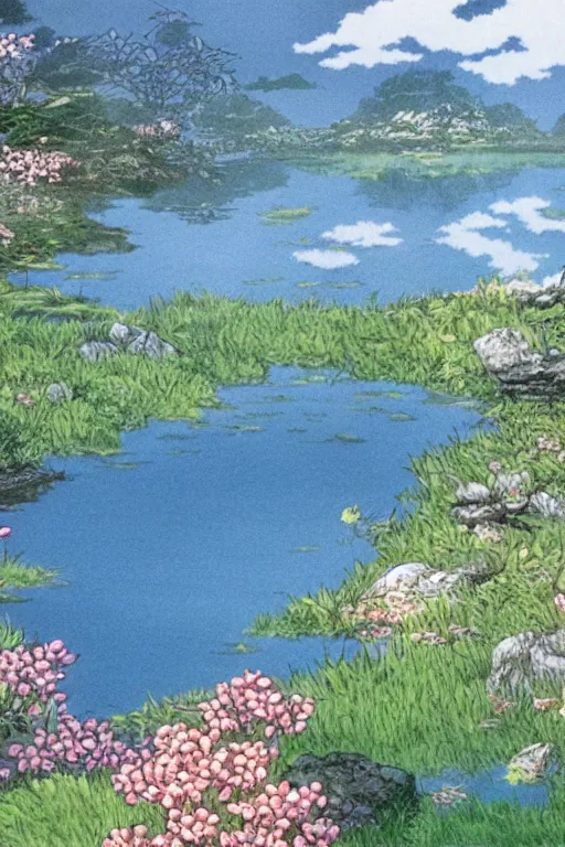 Image similar to beautiful water, lake, studio ghibli still,