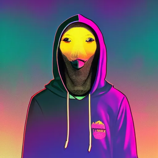 Prompt: penguin in hoodie, portrait, vaporwave, synthwave, neon, vector graphics, cinematic, volumetric lighting, f 8 aperture, cinematic eastman 5 3 8 4 film, photorealistic