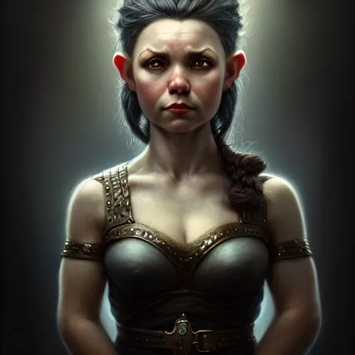 Prompt: portrait of a beautiful cute strong brave realistic! female gnome engineer, textured undercut black hair, d & d, micro detail, intricate, elegant, highly detailed, centered, rule of thirds, artstation, sharp focus, illustration, artgerm, tomasz alen kopera, donato giancola, wlop