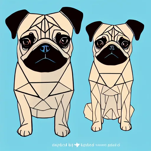 Image similar to pug in a geometric style