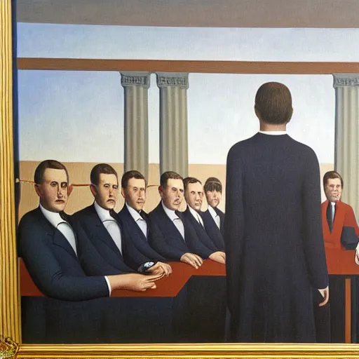 Image similar to painting of the congress in session by rene magritte, hd, 4 k, detailed, award winning