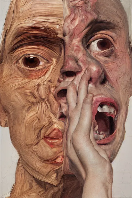 Image similar to portraits of a woman enraged, part by Jenny Saville, part by Lucian Freud, part by Frank Miller