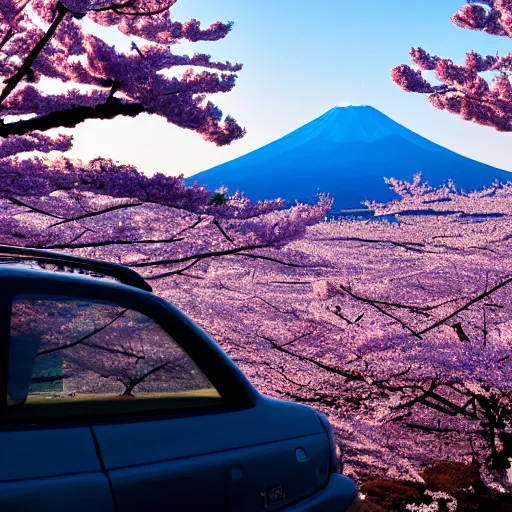 A Nissan Skyline at mount fuji early in the morning, | Stable Diffusion ...