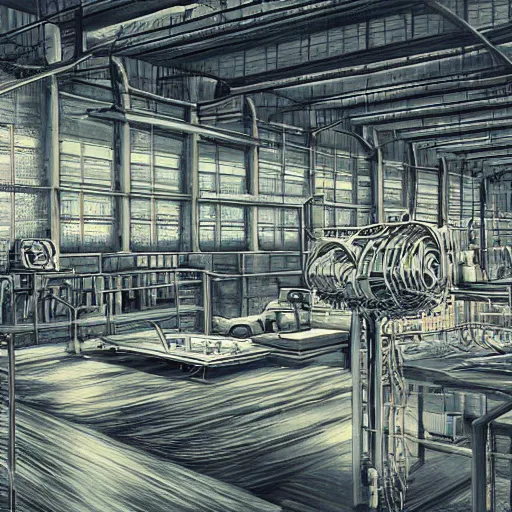 Image similar to detailed factory, digital art, wimmelbilder