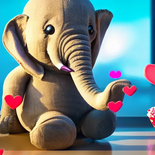 Image similar to TY elephant has a candy heart transplant, action, adventure, dramedy, imax, movie still, 4k, 8k, cyberpunk