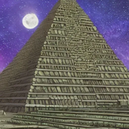 Prompt: an afrofuturist rendition of ancient pyramids launching into space
